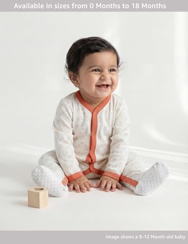 Image of Amazon Brand - Symbol Unisex 100% Cotton Full Sleeve Baby Sleepsuits (Available in Pack of 3 & 6)