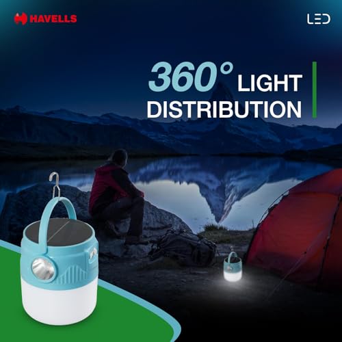 Image of Havells Solar Lighthouse NXT 10W| 360 Light Distribution| 4000 mAh Lithium-Ion Rechargeable Battery| 2 Light Modes| Torch - Usage up to 7 Hours Multi-Function Canopy Light for Camping & Marketplace