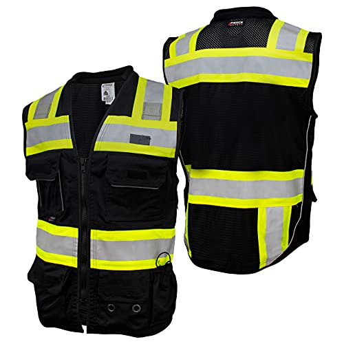 Fierce Safety SU500B-M Premium Surveyors Class 1 Black Heavy Duty Vest thumb #2
