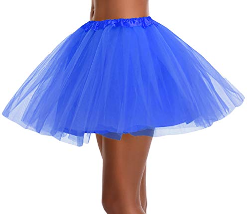 Women's, Teen, Adult Classic Elastic 3, 4, 5 Layered Tulle Tutu Skirt (One Size, 4Layer-Navy) #TOP1