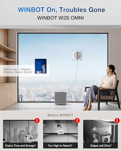 Image of ECOVACS WINBOT W2S Omni Window Cleaning Robot, with 6-in-1 Multifunction Station, TruEdge Edge-to-Edge Precision, Triple Wide-Angle Spray Nozzles, 12-Level Safety System, Dual Power Modes