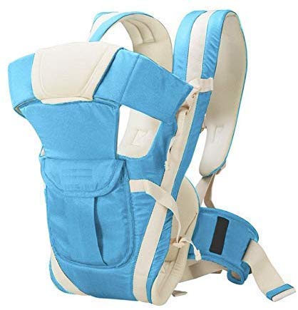 HerChoice Baby Carrier Hanging Belt & Kids Kangaroo Carrying Bag New Born 4-in-1 Adjustable with Extra Saftey Belt (SkyBlue)