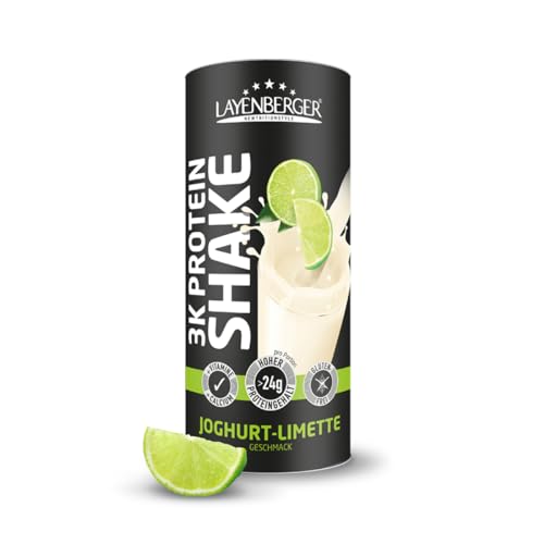 Layenberger 3K Protein Shake - 79% Eiweiß und nur 3,2% Kohlenhydrate bei 8,3 g Zucker, (1x 360 g) - Joghurt-Limette