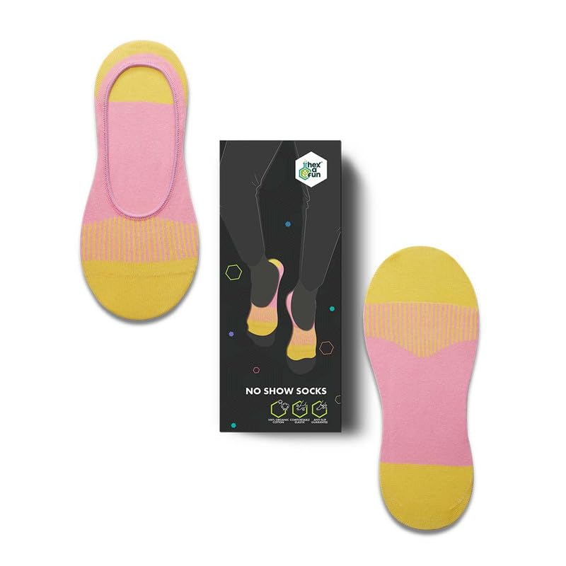 Unisex No Show Socks - 100% Organic Pure Soft Cotton | Multicolor & Trendy Printed Socks | Suitable for Daily Use | Airy Comfort | Free Size | Anti-Slip | Pack of 1-image-17