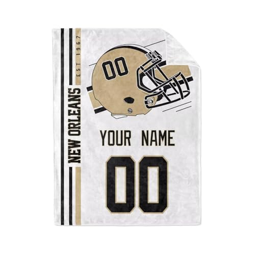 Image of New Orleans Throw Blanket Custom Name and Number Personalized Gifts for Men and Women