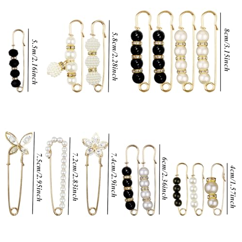 15 Pieces Pearl Brooch Safety Pins, Pant Waist Tightener Pins for Clothes Sweater Shawl Collar Dress Cardigan Shirt Jeans Decoration Accessories for Women Girls4