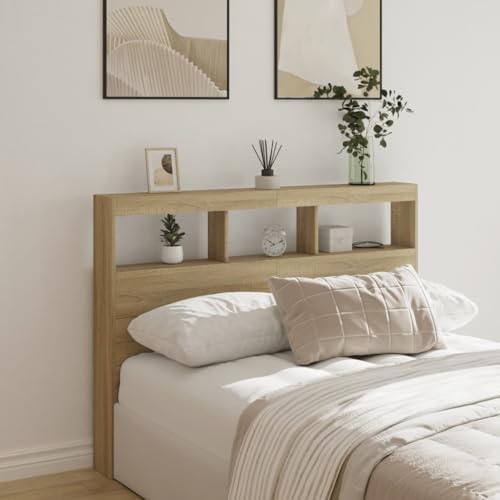Headboard with LED Sonoma Oak 140x17x102cm