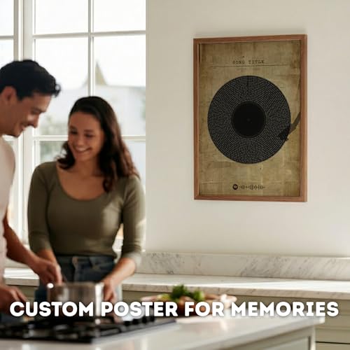 Image of Personalized Song Lyrics Wall Art Framed, Custom Music Decor with Wedding Song, Custom Gift for Wife or Husband, Vinyl Record Wall Decor Prints