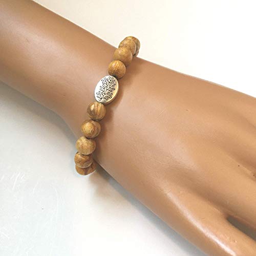 Handmade Palo Santo Bracelet Negative Energy Protection Yoga Wellness Gift For Women Made In Usa Fits 6 Inch Wrist Stretch (Small Wrist) #TOP2