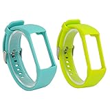 RuenTech 2Pcs Band for Polar A360 Replacement Bands, Soft Silicone Strap Sport Wristband Compatible with Polar A360 and A370 Fitness Tracker (Lime&Teal)