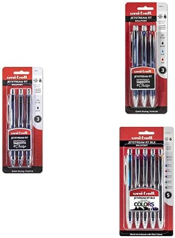 uni-ball Jetstream RT - Bolígrafos retráctiles de 0.028in, color negro, paquete de 3 bolígrafos retráctiles Jetstream RT de 0.028in, paquete de 3