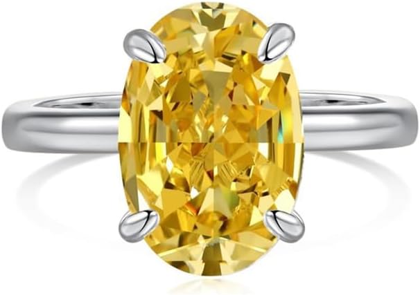 3.5CT Lab Grown Diamond Ring, Oval Cut Engagement Ring for Women, D Color VVS1 Clarity Wedding Band, 18K White Yellow Gold Vermeil Simulated Diamond Travel Rings