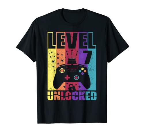 Level 7 Unlocked Birthday Level Up 7th Birthday Gamer 7 T-Shirt