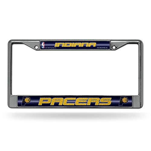 Rico Industries NBA Indiana Pacers Bling Chrome License Plate Frame with Glitter Accent