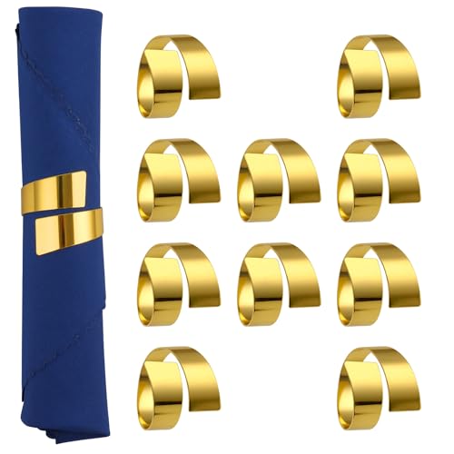 SYQQMEE Gold Napkin Rings Set of 10, Metal Material (Gold, Normal)