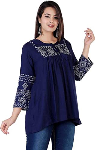 Image of Kartik Fashion Women Rayon Embroidered Regular Top
