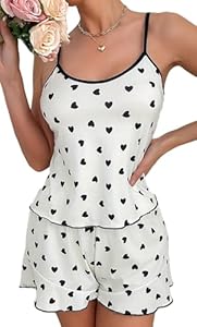 Ausing Femme Ensemble de Pyjama d'été 2 Pièces pour Femme Vêtements de Nuit Cami et Short Imprimé Dame M