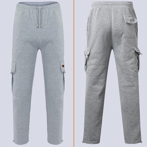Mens Cargo Sweatpants Fleece Heavyweight Baggy Sweat Pants Casual Elasti Drawstring Trousers Wide Leg Joggers 3 Pack2