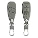 kwmobile Autoschlüssel Hülle kompatibel mit Ford 3-Tasten Autoschlüssel Keyless Go - Kunstleder Schutzhülle Schlüsselhülle Cover Herz Brush Grau