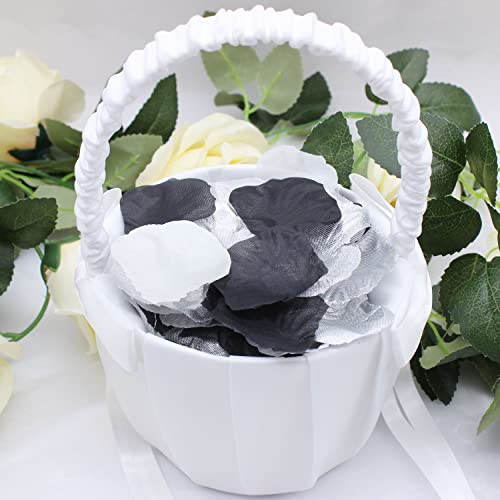 900Pcs Silver Black White Artificial Flowers Silk Rose Petals Flower Girl Scatter Petals For Wedding Aisle Centerpieces Table Confetti Party Favors Home Decoration #TOP3