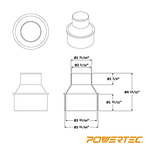 POWERTEC 70488 Dust Collector Fittings, Router Table Dust Collection System w/Y Fitting, Hoses, Reducers Shop Vac Works w/BOSCH PR20EVS, Makita & Porter Cable, Not Compatible with Lift Router Tables by POWERTEC - Image 5