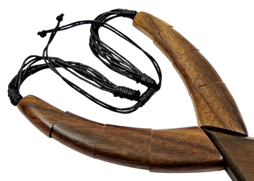 Wooden Necklace for Women Men, Natural Large Boho Tribal Sono Wood Pendant on Adjustable Cord Handmade Necklace GA0824