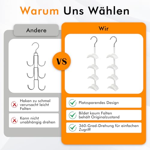 2-TLG Taschenhalter – 360° Handtaschen Aufbewahrung für Handtaschen,Taschenbügel, Taschenaufbewahrung, Rucksäcke & Accessoires mit 4 Haken, platzsparend für Schrank und Wand, Taschengarderobe