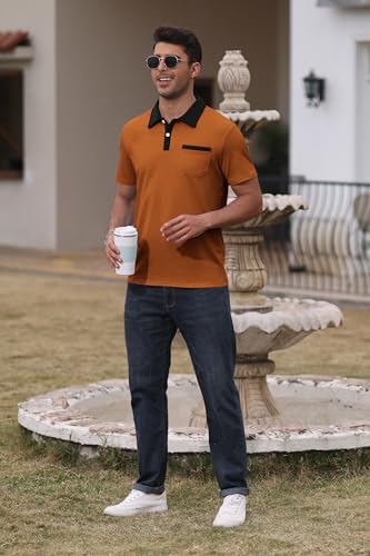 Mens Short Sleeve Polo Shirts Casual Summer Button Basic Shirt Classic Golf Fashion Tops with Pocket4