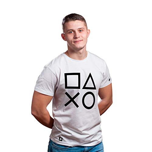 Camiseta Playstation Classic Symbols, Banana Geek, Adulto Unissex, Azul, GG