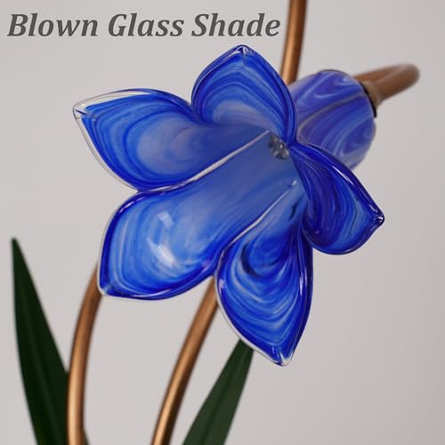 Lámpara de mesa estilo clásico Skyblaze con pantalla de vidrio azul miniatura 6