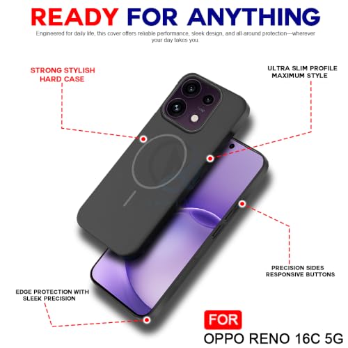 Image of AESTMO Shockproof Back Case Cover for Oppo Reno 16C 5G | Slim Hard Shell | Hard Back Cover for Oppo Reno 16C 5G (Compatible with MagSafe Accessories, Black)