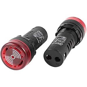 uxcell a14030300ux0160 Panel Mount ACDC 110V Red LED Buzzer Alarm Signal Indicator Light 2Pcs