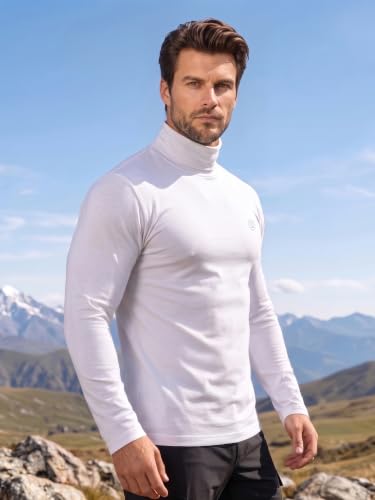 Image of CHKOKKO Winter Wear Cotton Plain Full Sleeve Turtle Neck Regular Fit T Shirt For Men