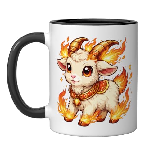 Year of Goat 2027 Lunar New Year Chinese New Year 2027 Ceramic Mug, Black/White