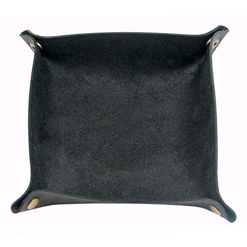 Image of boshiho Valet Tray for Men, Leather Jewelry Catchall Key Phone Coin Box Change Caddy Bedside Storage Box (Crazy Horse Leather - Black)