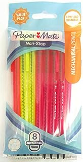 Paper Mate Non-Stop Mechanical Pencil 0.7mm With Eraser - HB #2 - Original Clear Neon Barrels - Pack of 16