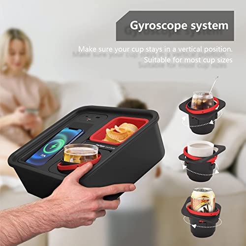Zigtiger-Cup-Holder-Tray-with-Wireless-Power-Bank-Sofa-Caddy-with-Self-Balancing-Cup-Holder-Snack-Cup-Sofa-Armrest-Table-Tray-Couch-Storage-Organizer-for-Living-Room-Car-GameUSB-AC-Port
