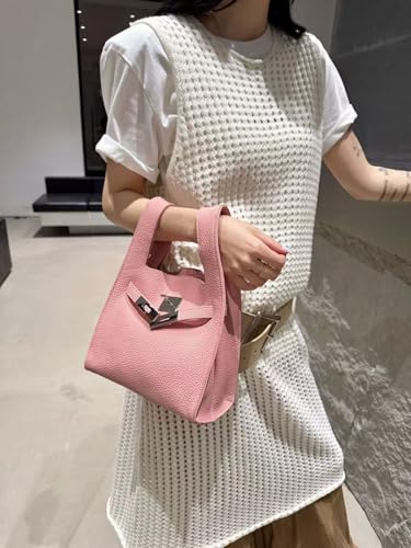 Leather Bucket Bag Large Capacity Totes Handbag Shoulder Crossbody Bag Buckle Basket Portable Luxury Elegant Casual4