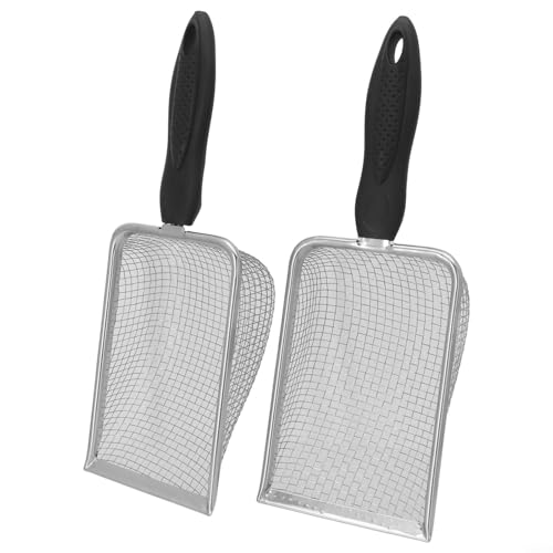 Lot de 2 tamis de sol pour le jardinage, tamis de sable et de compost avec poignée, deux tamis de jardin avec maille de 3,8/5 mm, tamis à roches, tamis de terre, pelle de jardin