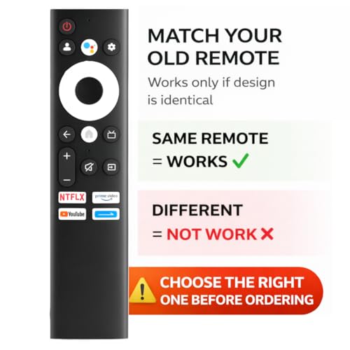 Image of Ethereal Remotes Compatible for Sansui, Croma, VW, Thomson, Kodak, Infinix, Coocaa, Compaq, Haier, Aiwa & Motorola Google TV - Voice Remote | Exact Match Required