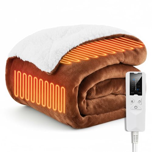 電気毛布 敷き 掛け【2025新登場&180×133cm大判サイズ】電気毛布 掛け敷き兼用6段階温度調整 4段階タイマー 電気ひざ掛け フランネルとコットンウール 厚手生地 電気ブランケット ソファ ブランケット 速暖 恒温加熱 過熱保護 切り忘れ防止 省エネ 丸洗い可 ダニ退治 抗菌防臭 頭寒足熱配線 防寒対策 加熱毛布 掛け敷き兼用 肩掛け 膝掛け 毛布 PSE認証済み 冬のプレゼントのサムネイル