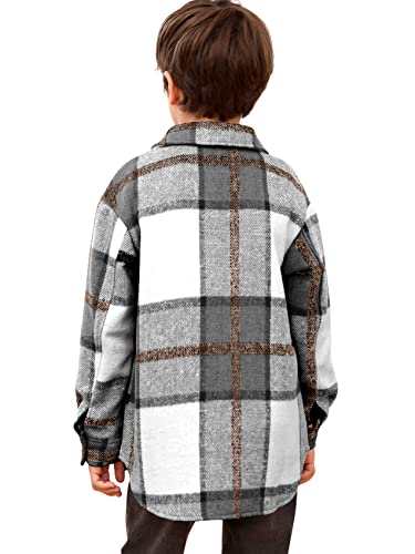 Toddler Long Sleeve Plaid Jacket Baby Boys Girls Button Down Flannel Thick Shirt Fall Winter Coat For Kid Grey #TOP3