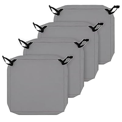 Easy-Going Waterproof Patio Seat Cushion Covers 24x24x4 inch 4 Pack Replacement Non-Slip Outdoor Cushion Slipcover with Zipper and Adjustable Straps for Outdoor Furniture, Covers Only, Gray