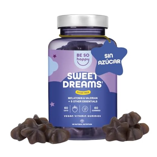 Melatonina Gominolas. Gominolas Para Dormir. 1mg de Melatonina. Valeriana, Pasiflora y Manzanilla. Ayuda a Conciliar el Sueño y Descansar Mejor. 60 Gummies Sabor Arándano. Vegano. BeSoHappy