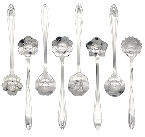 8 Stück Anller Edelstahl Espressolöffel Dessertlöffel Mini Teelöffel Set für Kaffee Dessert Kuchen Eis Cappuccino 4,9 Zoll Silber Cover