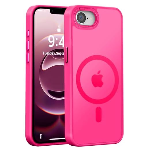 Newfuture Designed for iPhone 16e Case with Magnetic [13 FT Military Drop Protection] [Compatible with Magsafe] Slim Translucent Matte Shockproof with Anti-Fingerprint Phone Case, Hot Pink