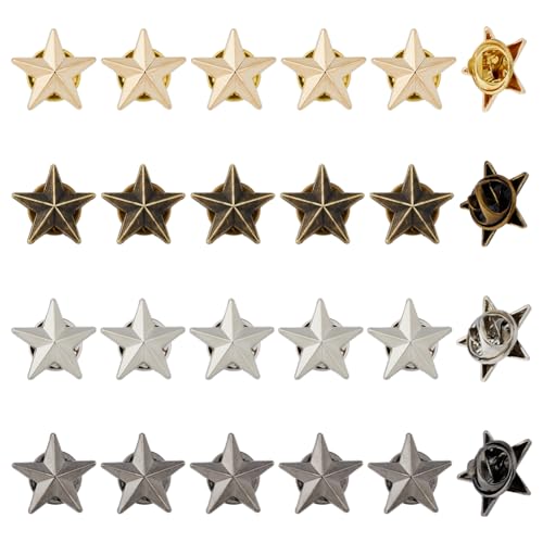 SUPERFINDINGS 24 Piezas 4 Colores Insignia Estrella Pin de Solapa Aleación Pin de Estrella del Día de los Veteranos a Granel Insignias Estrellas de 5 Puntos de Recompensa Militar Estrellas