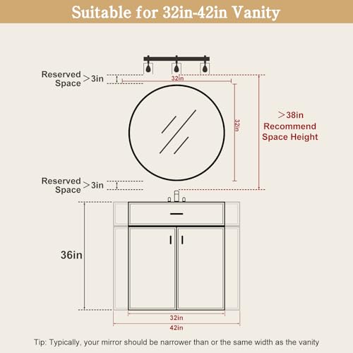 Image of WallBeyond Round Wood Mirror 32 inch Circle Wall Mirror for Bathroom Round Wall Mirror for Wall Decor, Vanity, Entryway Living Room (White)