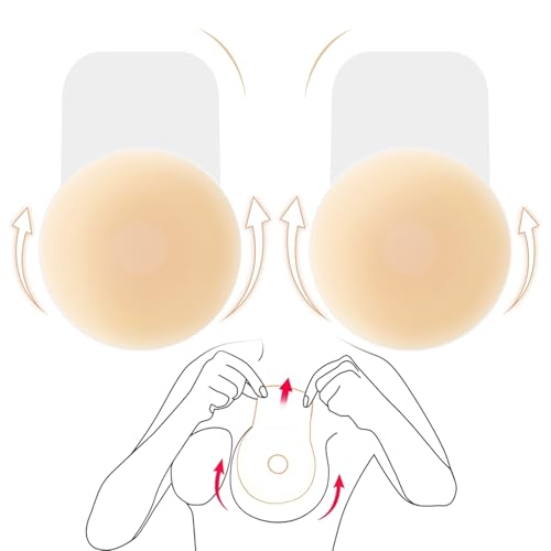 Brightdeal Wiederverwendbarer Silikon Klebe-BH Push-Up – Unsichtbar & Selbstklebend, Starker Halt für Große Brüste, Hautfarben, Perfekt für Abendkleider, Hochzeiten & Tops – Größen: C bis D-Cup