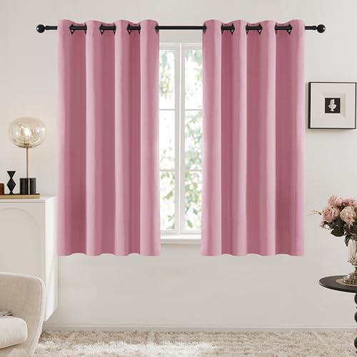 Deconovo Blackout Curtains with Black Eyelets Super Soft Thermal Insulated Window Panels Energy Saving Curtains for Living Room W 52 x L 45Bonbon Pink2 Panels